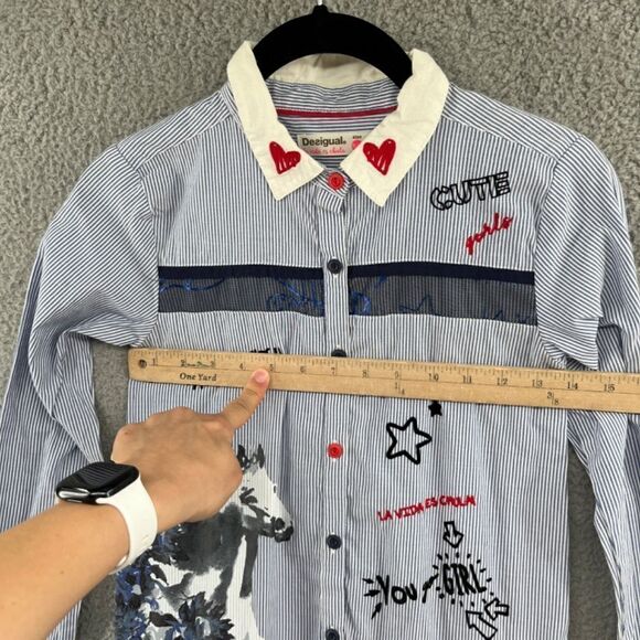 Desigual Girls Long Sleeve Dress Size 9/10 artsy preppy stripes - Picture 7 of 14